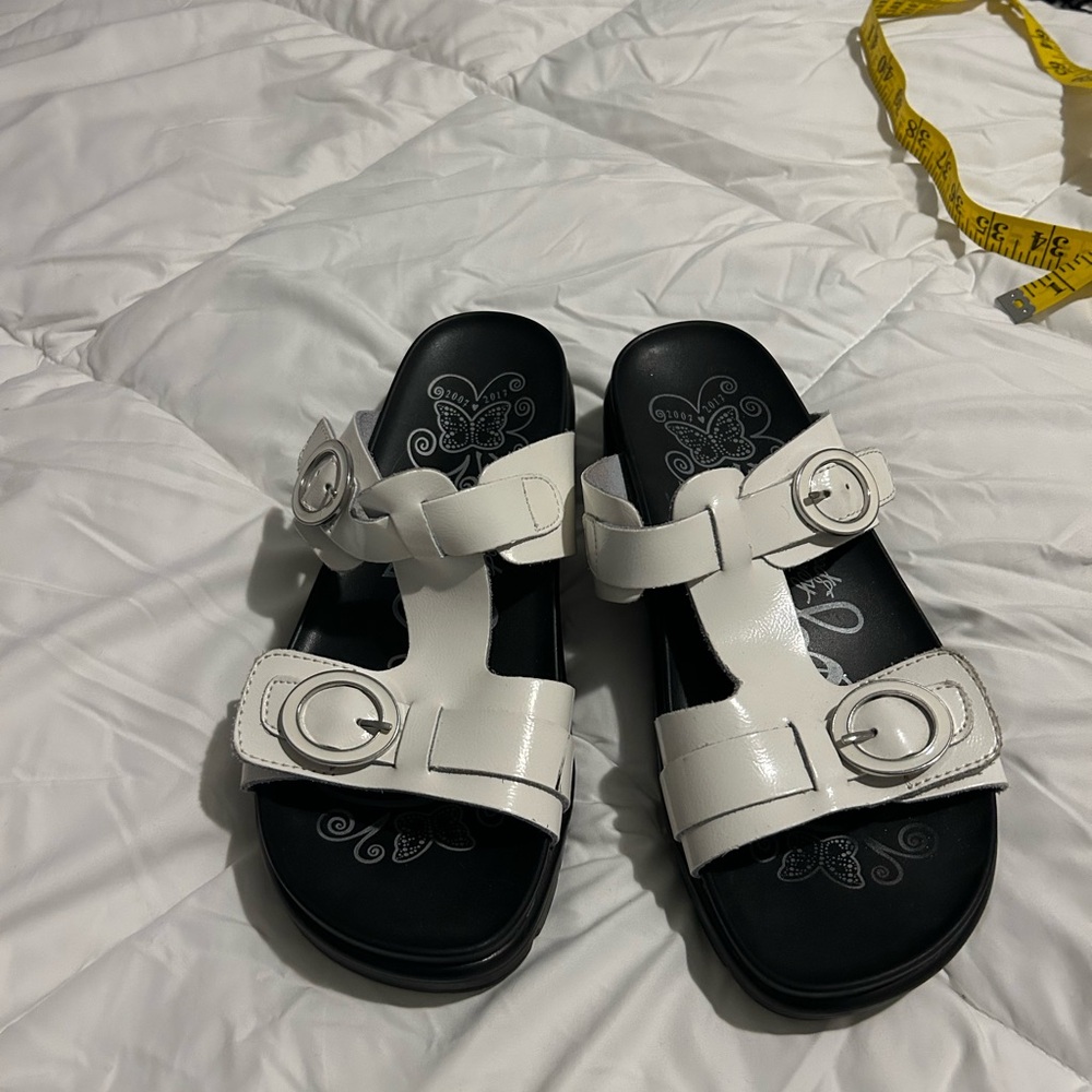 Alegria White Vita Sandals with Adjustable Straps